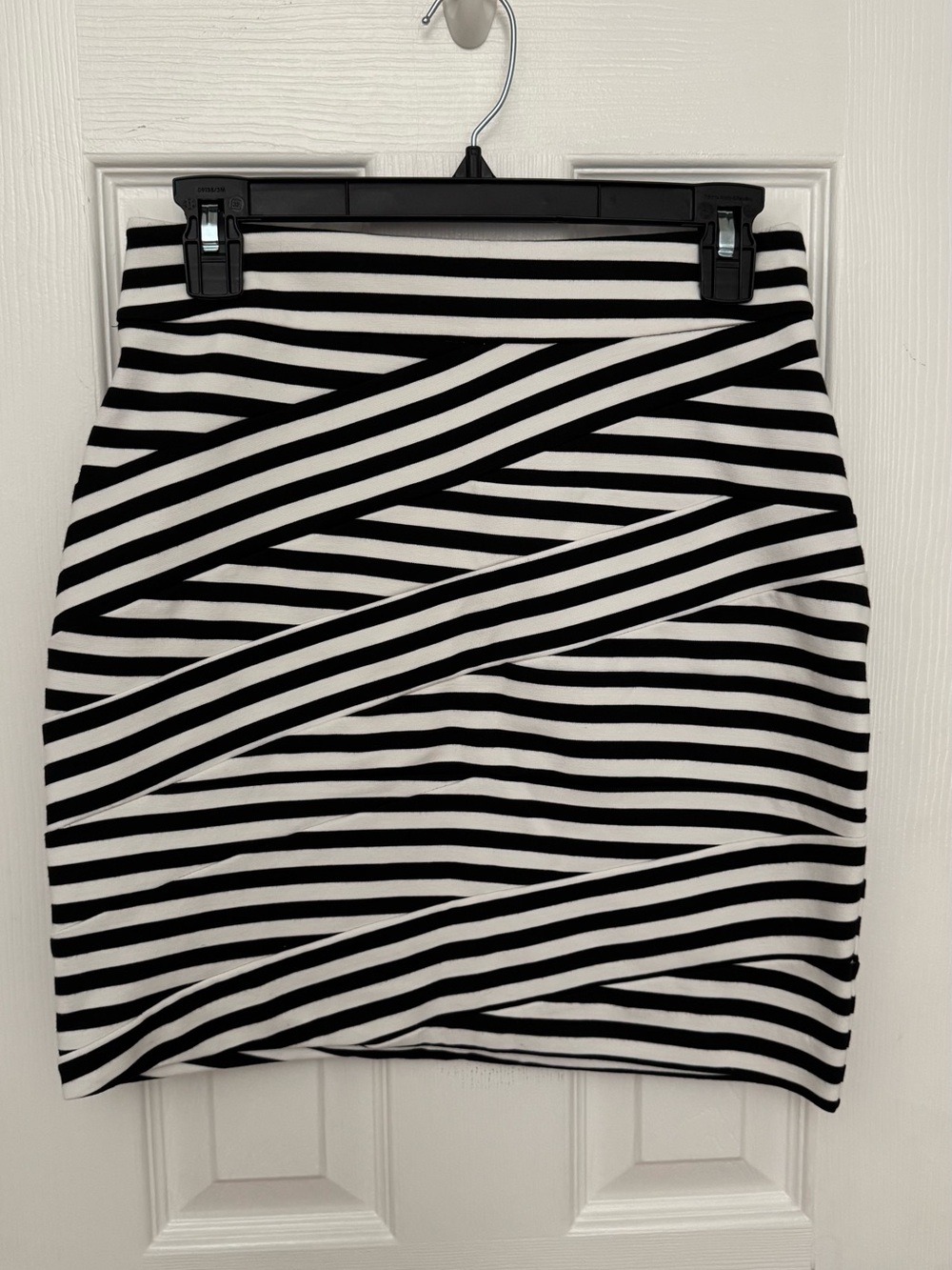 Express Black and White Striped Mini Skirt